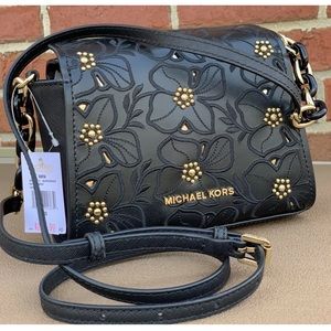 MICHAEL KORS SMALL FLORAL STUDDED SOFIA 
CROSSBODY
